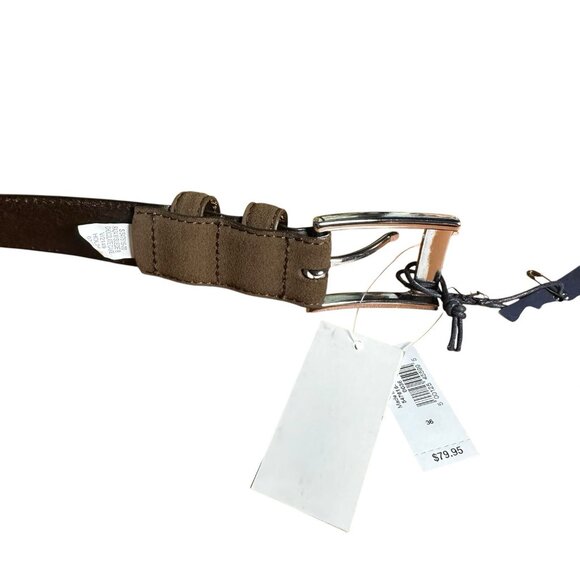 GAP Suede Cow Leather Belt Men’s Sz 36 Brown 1” Wide Chocolate Equestrian Preppy - Picture 5 of 10